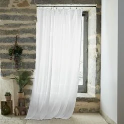 Rideau Gaze De Coton Ajustable (180 X Max 300 Cm) Gaïa Blanc Chantilly