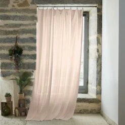 Rideau Gaze De Coton Ajustable (180 X Max 300 Cm) Gaïa Rose Poudré