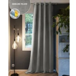 Rideau Occultant Isolant (135 X 260 Cm) Laponie Gris Clair -Eminza rideau occultant isolant 140 x 260 cm laponie gris clair 91642 1672663680