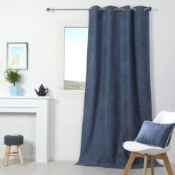 Rideau Occultant Isolant (140 X H260 Cm) Alaska Bleu -Eminza rideau occultant isolant 140 x h260 cm alaska bleu 45352 2
