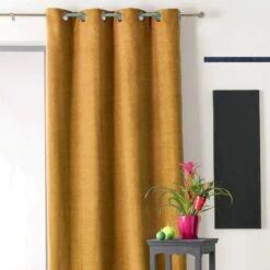 Rideau Occultant Isolant (140 X H260 Cm) Alaska Jaune Moutarde