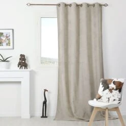 Rideau Occultant Isolant (140 X H260 Cm) Alaska Taupe Clair -Eminza rideau occultant isolant 140 x h260 cm alaska taupe clair 45355 2