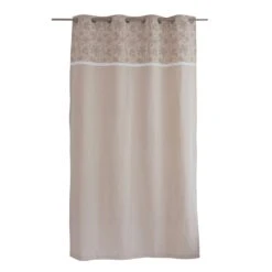 Rideau Coton Recyclé (140 X 240 Cm) Rosa Beige -Eminza rideau rosa en coton recycl avec top imprim 8 illets en mtal argent diam tre intrieur 4 cm 140x240 cm naturel 127446 1675067232