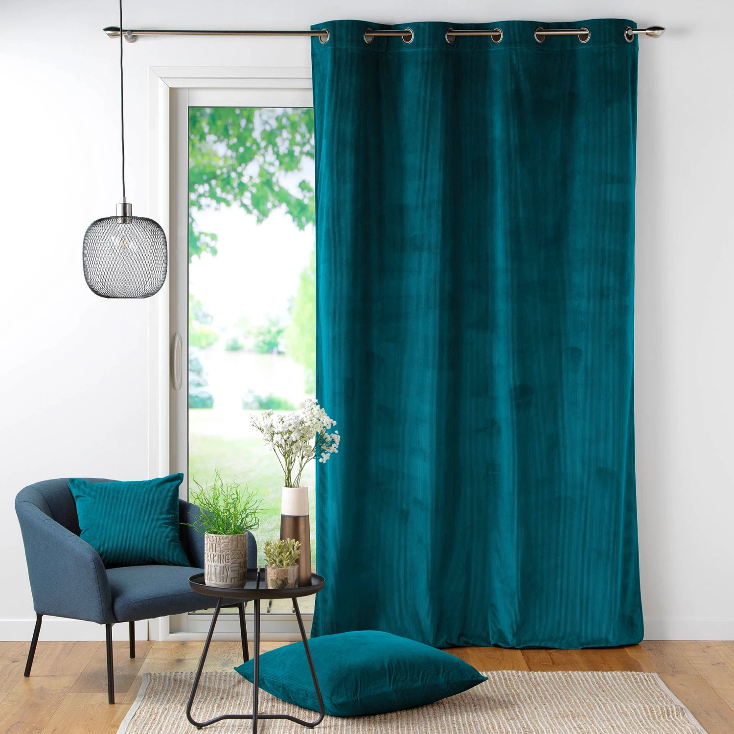 Rideau velours (140 x 260 cm) Casual Bleu pétrole Rideau Velours (140 X 260 Cm) Casual Bleu Pétrole -Eminza rideau tamisant 140 x 260 cm casual bleu p trole 118348 1660140474