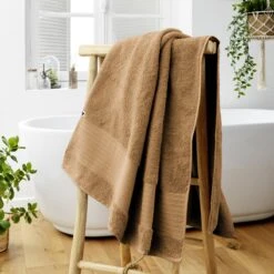 Serviette De Bain Coton Bio (90 X 150 Cm) Garance Camel