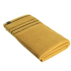 Serviette De Bain (90 X 150 Cm) Black Line Jaune Ocre / Noir