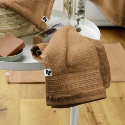 Serviette De Bain Coton Bio (30 X 50 Cm) Garance Camel