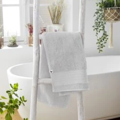 Serviette De Bain Coton Bio (50 X 90 Cm) Garance Gris Nuage