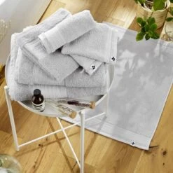 Serviette De Bain Coton Bio (50 X 90 Cm) Garance Gris Nuage -Eminza serviette de bain coton bio 50 x 90 cm garance gris nuage 112286 1641817921