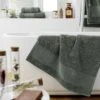 Serviette De Bain Coton Bio (70 X 130 Cm) Garance Vert Romarin