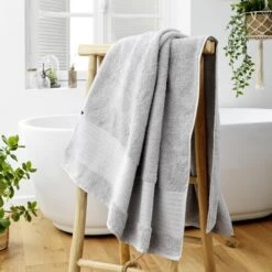 Serviette De Bain Coton Bio (90 X 150 Cm) Garance Gris Nuage