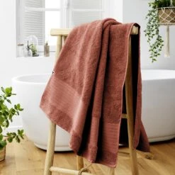 Serviette De Bain Coton Bio (90 X 150 Cm) Garance Terracotta