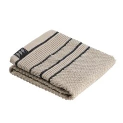 Serviette De Bain (30 X 50 Cm) Black Line Gris Ficelle / Noir