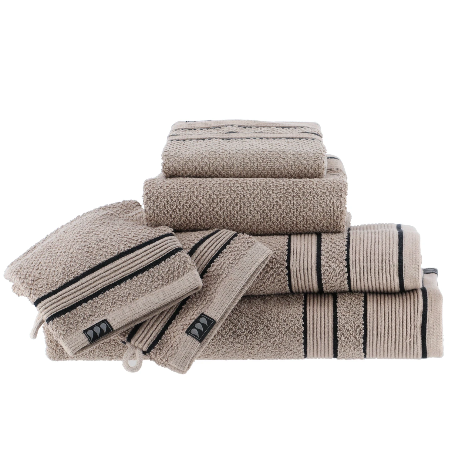 Serviette de bain (30 x 50 cm) Black Line Gris ficelle / noir Serviette De Bain (30 X 50 Cm) Black Line Gris Ficelle / Noir -Eminza serviette invite 30x50 cm 100 coton ficelle noir 128146 1683101772