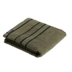 Serviette De Bain (30 X 50 Cm) Black Line Vert Kaki / Noir