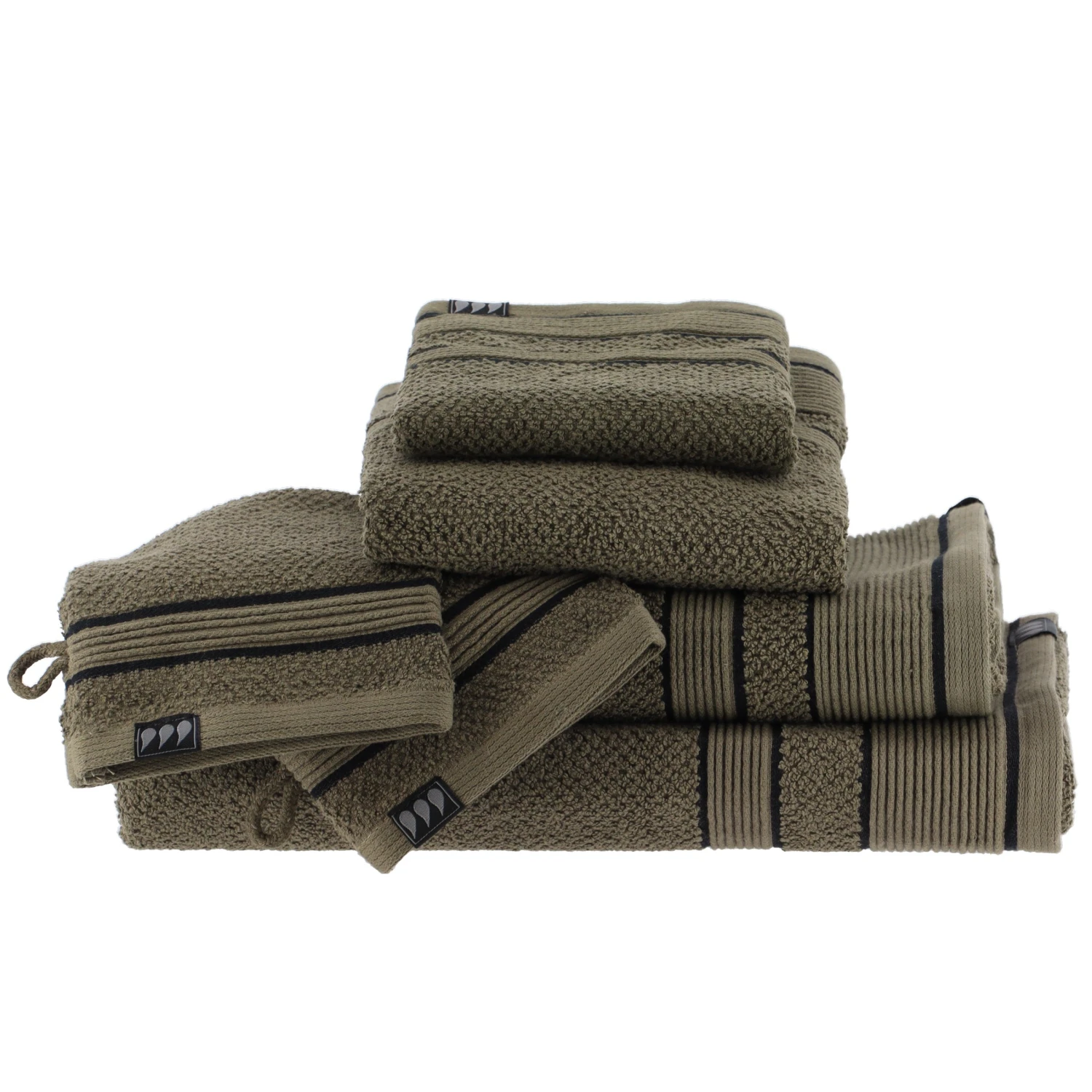 Serviette de bain (30 x 50 cm) Black Line Vert kaki / noir Serviette De Bain (30 X 50 Cm) Black Line Vert Kaki / Noir -Eminza serviette invite 30x50 cm 100 coton kaki noir 128145 1683102262