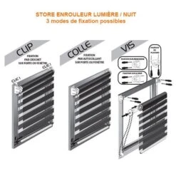 Store Enrouleur Jour / Nuit (60 X H90 Cm) Beige Chiné 2 Store Enrouleur Jour / Nuit (60 X H90 Cm) Beige Chiné -Eminza store enrouleur 60 x h90 cm jour nuit beige chine 52009 1