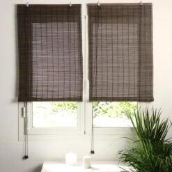 Store Enrouleur à Lattes (40 X 180 Cm) Bambou Chocolat