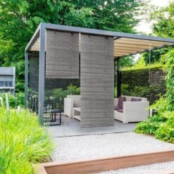 Store Enrouleur à Baguettes (120 X 180 Cm) Bambou Gris Clair / Gris Foncé