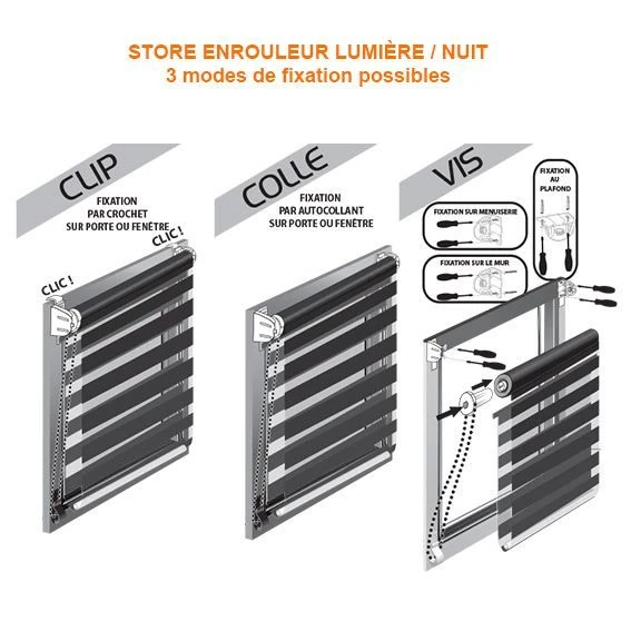 Store enrouleur Jour/Nuit (45 x 180 cm) Gris anthracite Store Enrouleur Jour/Nuit (45 X 180 Cm) Gris Anthracite -Eminza store enrouleur jour nuit 45 x h180 cm gris 49789