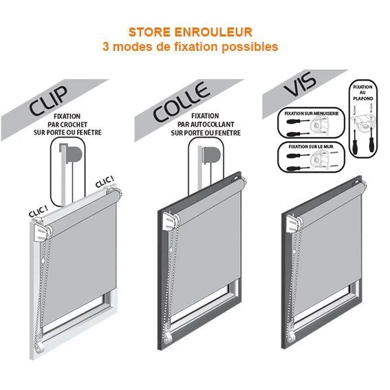 Store enrouleur occultant (45 x 180 cm) Uni Blanc Store Enrouleur Occultant (45 X 180 Cm) Uni Blanc -Eminza store enrouleur occultant 45x180cm blanc 24338 2