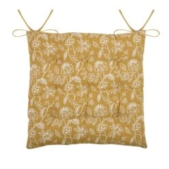 Coussin De Chaise Carré Gaze De Coton Sunda Jaune Moutarde
