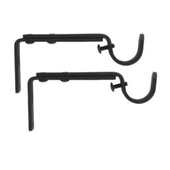 Lot De 2 Supports Tringles Extensibles (L110 - L150 / D20 Mm) Jim Gouttière Noir Mat