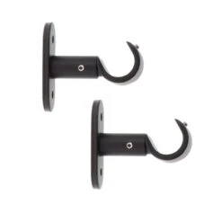 Lot De 2 Supports Tringles Fixes (L50 / D20 Mm) Jim Gouttière Noir Mat
