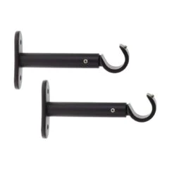 Lot De 2 Supports Tringles Fixes (L90 / D20 Mm) Jim Gouttière Noir Mat