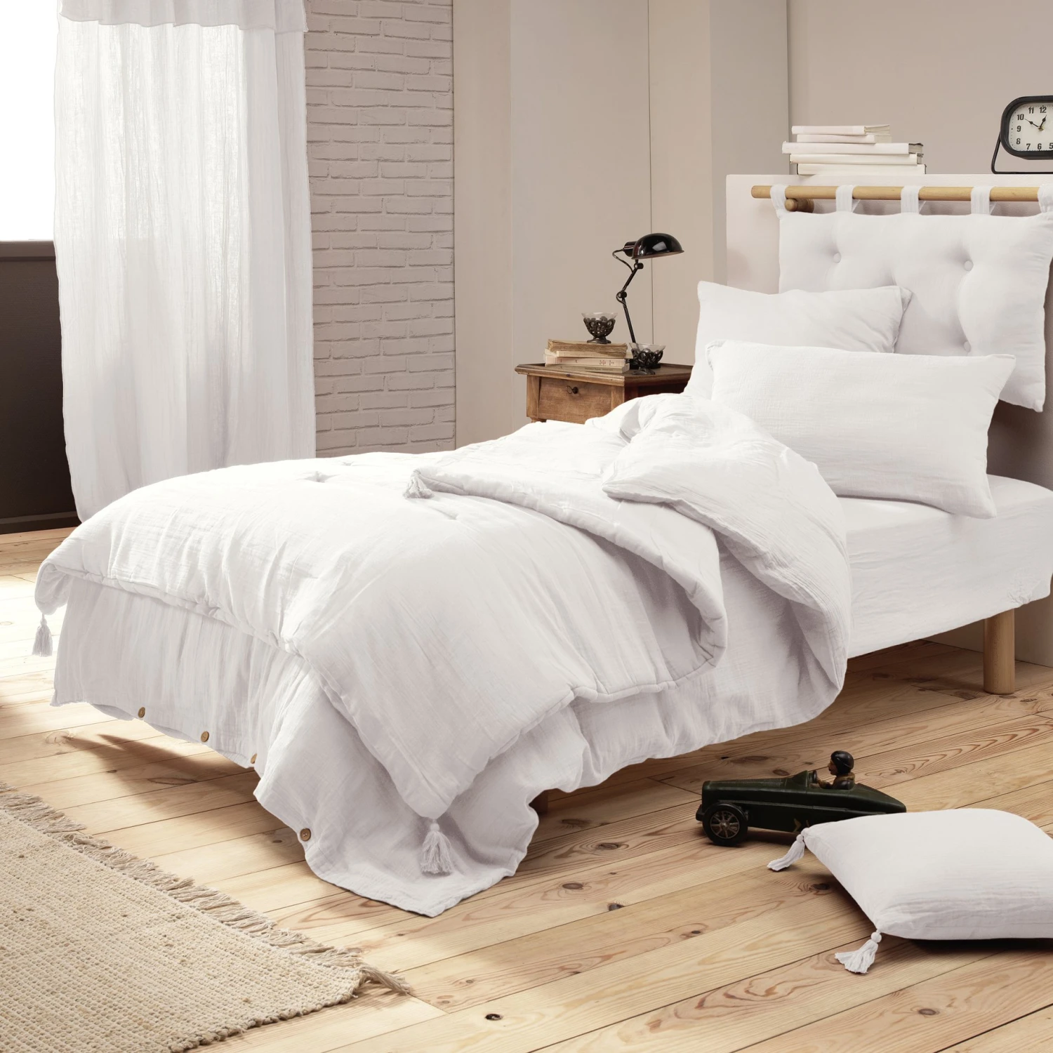 Tête de lit gaze de coton (80 cm) Gaïa Blanc chantilly Tête De Lit Gaze De Coton (80 Cm) Gaïa Blanc Chantilly -Eminza t te de lit gaze de coton 80 cm ga a blanc 91552 1636104703