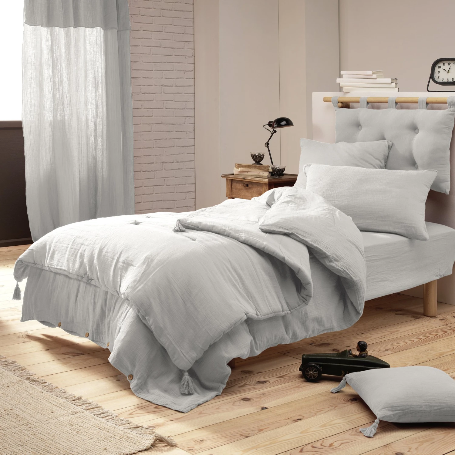 Tête de lit gaze de coton (80 cm) Gaïa Gris nuage Tête De Lit Gaze De Coton (80 Cm) Gaïa Gris Nuage -Eminza t te de lit gaze de coton 80 cm ga a gris nuage 91534 1636106346