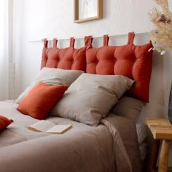 Tête De Lit (70 Cm) Panama Terracotta 2 Tête De Lit (70 Cm) Panama Terracotta -Eminza t te de lit panama coton half panama couleur clatante toucher doux 4 pattes ferm es avec boutons 70x45 cm terre cuite 127434 1675067946