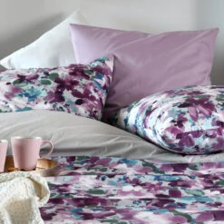 Taie D'oreiller Rectangulaire Percale De Coton (50 X 70 Cm) Pervenche Violet Parme
