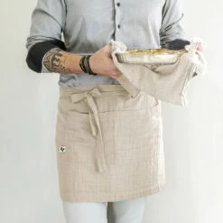 Tablier Avec Poches Gaze De Coton Gaïa Beige Pampa -Eminza tablier avec poches gaze de coton ga a beige pampa 121786 1668587655