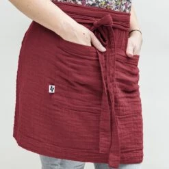 Tablier Avec Poches Gaze De Coton Gaïa Lie De Vin