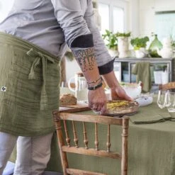 Tablier Avec Poches Gaze De Coton Gaïa Vert Romarin -Eminza tablier serveur gaze de coton 45 x 80 cm ga a romarin 112658 1641291827