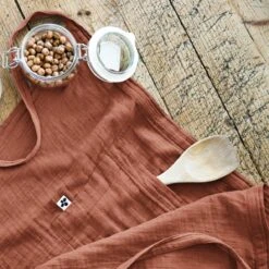 Tablier Avec Poches Gaze De Coton Gaïa Terracotta -Eminza tablier serveur gaze de coton 45 x 80 cm ga a terracotta 112640 1641286009