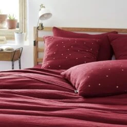 Taie D'oreiller Carrée Gaze De Coton (60 Cm) Gaïa Chic Lie De Vin