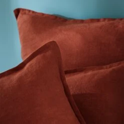 Taie D'oreiller Carrée Lin Lavé (60 Cm) Louise Terracotta -Eminza taie d oreiller carr e lin lav 60 cm louise terracotta 122440 1663581140
