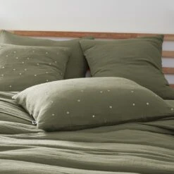 Taie D'oreiller Rectangulaire Gaze De Coton (70 Cm) Gaïa Chic Vert Romarin