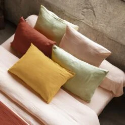 Taie D'oreiller Rectangulaire Gaze De Coton (L80 Cm) Gaïa Rose Poudré -Eminza taie d oreiller rectangulaire gaze de coton l80 cm ga a rose poudr 109232 1636101129