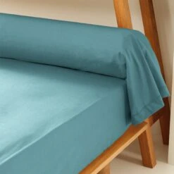 Taie De Traversin Percale De Coton (L185 Cm) Cali Bleu Canard