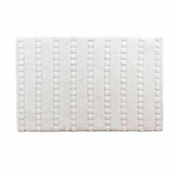 Tapis De Bain Coton (80 Cm) Cleonis Blanc -Eminza tapis de bain 50 x 80 cm coton jacquard tisse cleonis 130620 1690442422
