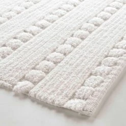 Tapis De Bain Coton (80 Cm) Cleonis Blanc -Eminza tapis de bain 50 x 80 cm coton jacquard tisse cleonis 130620 1690442438