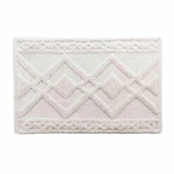 Tapis De Bain Coton (80 Cm) Gladis Blanc 4 Tapis De Bain Coton (80 Cm) Gladis Blanc -Eminza tapis de bain 50 x 80 cm coton jacquard tufte gladis 130624 1690443753