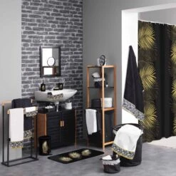 Tapis De Bain Microfibre Orbella Noir Et Or -Eminza tapis de bain orbella noir et or 95197 1637936310