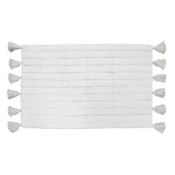 Tapis De Bain (80 Cm) Minatis Blanc -Eminza tapis de bain pompons 50 x 80 cm coton jacquard minatis blanc blanc 114470 1643103693