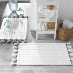 Tapis De Bain (80 Cm) Minatis Blanc -Eminza tapis de bain pompons 50 x 80 cm coton jacquard minatis blanc blanc 114470 1643103711