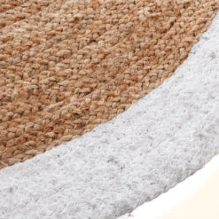 Tapis De Salon Jute (D120 Cm) Bord Blanc -Eminza tapis jute bord blanc d120 71867 2