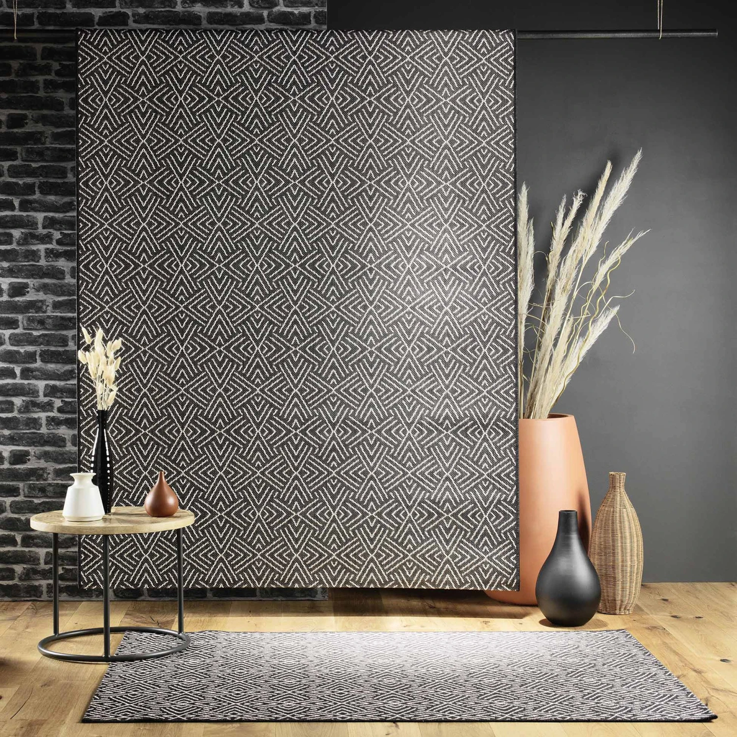 Tapis de salon (170 cm) Aztek Noir Tapis De Salon (170 Cm) Aztek Noir -Eminza tapis rectangle 120 x 170 cm tisse plat aztek 130660 1690379908